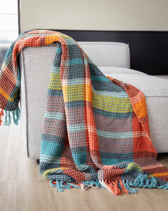 Pia Organic Cotton Waffle Knit Throw Blanket