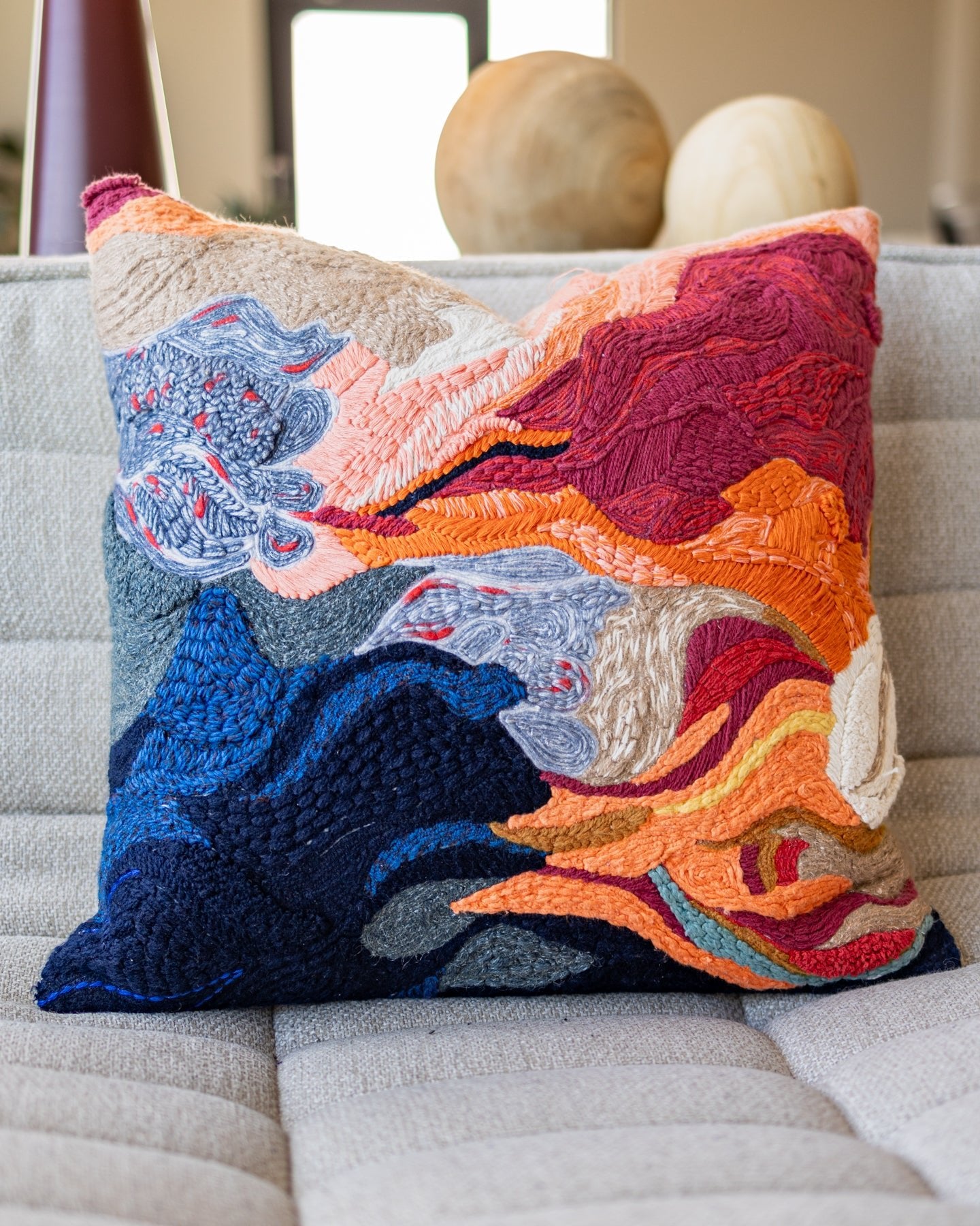 Aura Organic Cotton Abstract Throw Pillow – YaYa & Co.