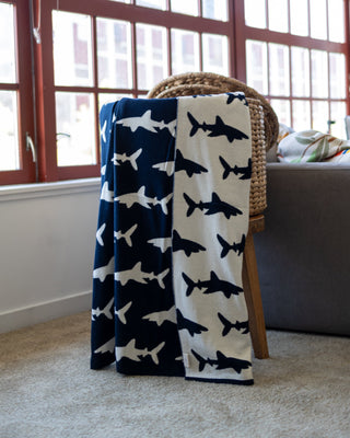 Bruce Organic Cotton Shark Baby and Kids Throw Blanket - YaYa & Co.