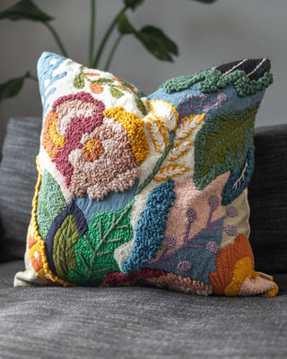 August Organic Cotton Abstract Floral Throw Pillow - YaYa & Co.