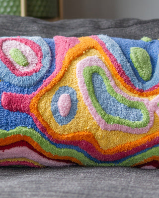 Bellows Organic Cotton Abstract Lumbar Pillow - YaYa & Co.