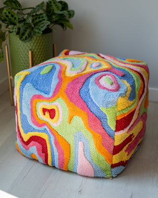 Bellows Organic Cotton Abstract Pouf - YaYa & Co.