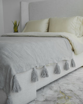 Chloe Organic Cotton Tassel Bed Throw - YaYa & Co.