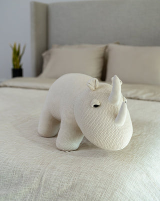 Organic Cotton Knit Rhino Pillow - YaYa & Co.