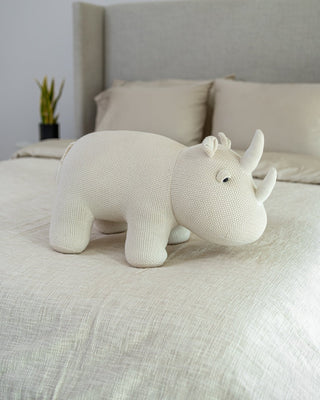 Organic Cotton Knit Rhino Pillow - YaYa & Co.