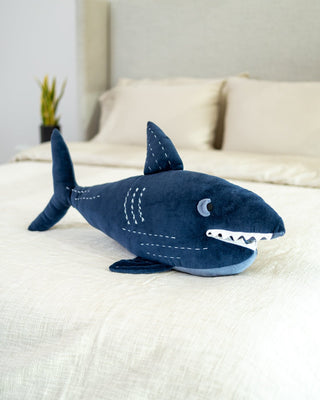 Organic Cotton Velvet Shark Pillow - YaYa & Co.