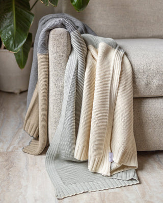 Quadra Organic Cotton Color Block Knit Throw - YaYa & Co.