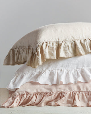 Victoria Organic Belgian Flax Linen Pillowcase Set with Ruffle - YaYa & Co.
