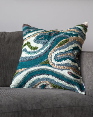 Waves Organic Cotton Abstract Throw Pillow - YaYa & Co.