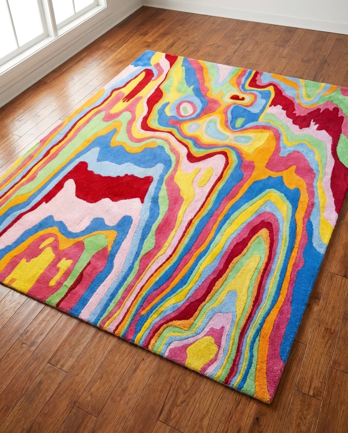 Bellows organic cotton hand-tufted colorful abstract rug