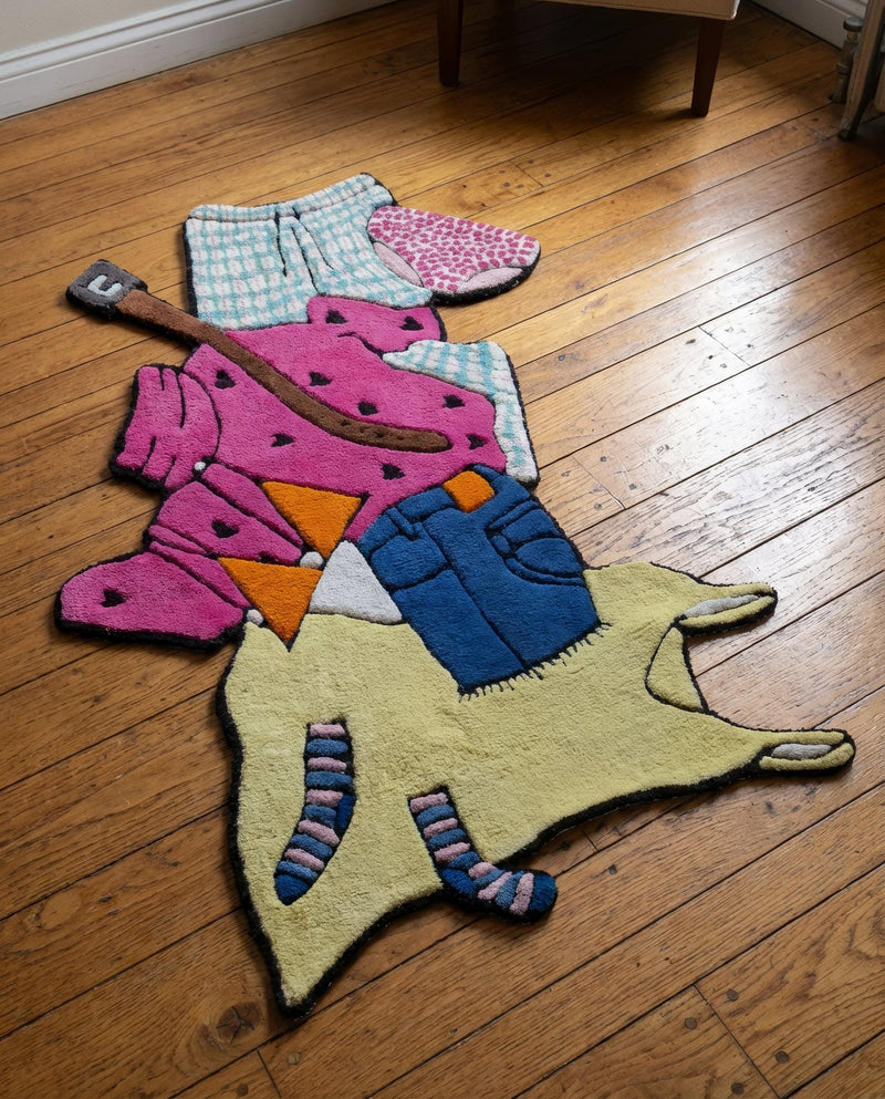 Fashionably Late handmade clothing pile rug, an example of maximalist texture