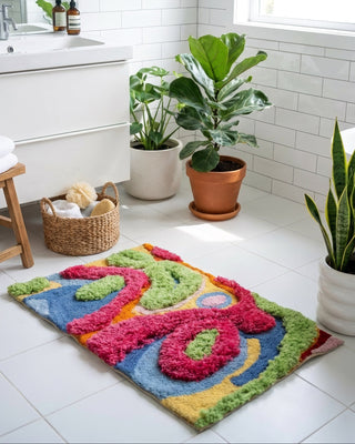 Bellows Organic Cotton Handmade Colorful Tufted Abstract Bathmat