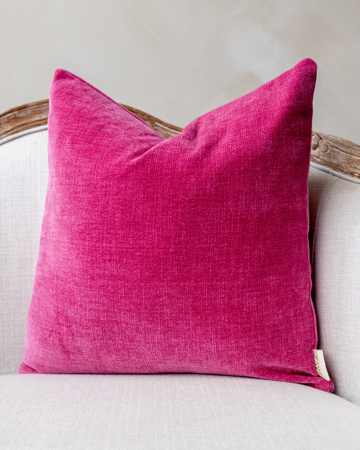 Elle Pink Velvet Throw Pillow