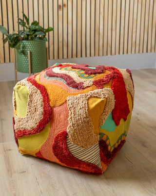 Carine Organic Cotton Abstract Pouf