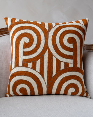 Owen Embroidered Organic Cotton Abstract Throw Pillow