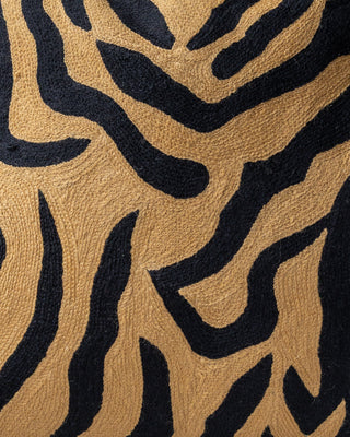 Rachel Embroidered Organic Cotton Tiger Stripe Throw Pillow