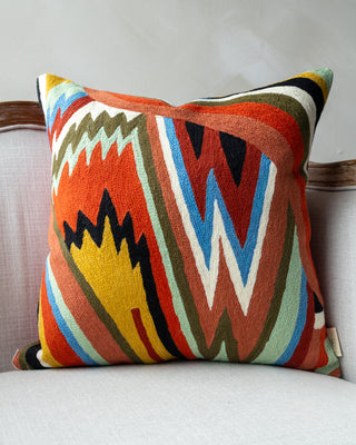 Mila Embroidered Organic Cotton Throw Pillow