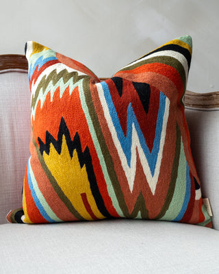 Mila Embroidered Organic Cotton Throw Pillow