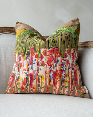 Rowan Organic Cotton Abstract Carrot Embroidered Throw Pillow