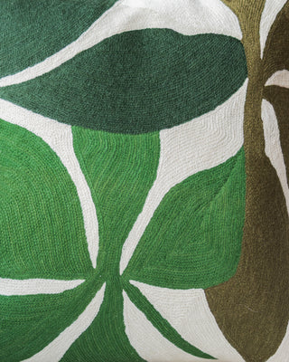 Berkley Embroidered Organic Cotton Botanical Throw Pillow