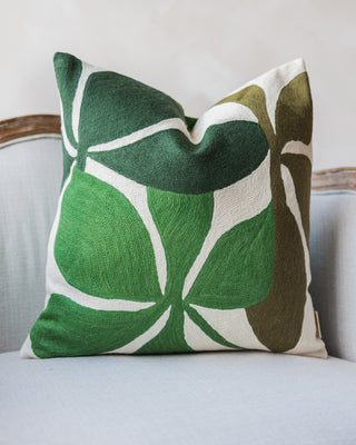 Berkley Embroidered Organic Cotton Botanical Throw Pillow
