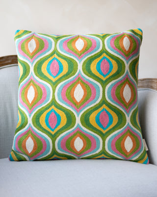 Paige Embroidered Organic Cotton Abstract Throw Pillow