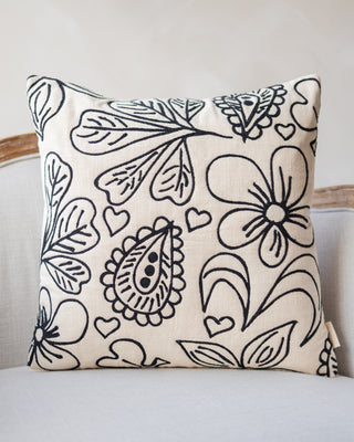 Cordelia Hand Embroidered Organic Cotton Throw Pillow