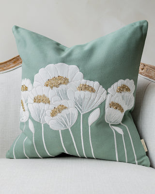 Fleur Organic Cotton Beaded Throw Pillow