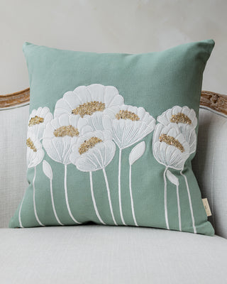 Fleur Organic Cotton Beaded Throw Pillow