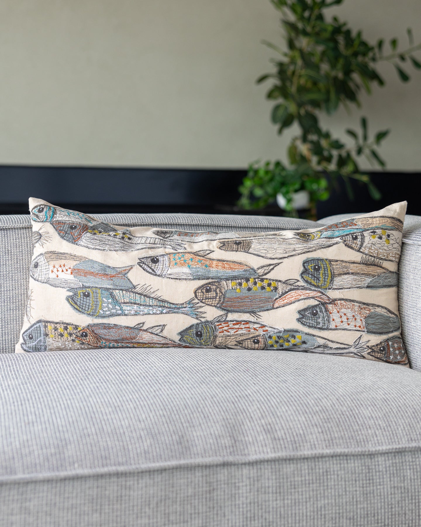 Doug Organic Cotton Embroidered Fish Lumbar Pillow – YaYa & Co.