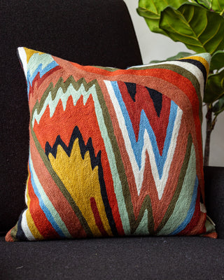 Mila Embroidered Organic Cotton Throw Pillow