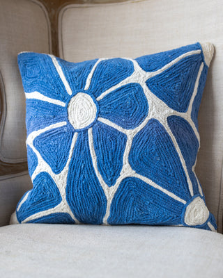 Remi Embroidered Organic Cotton Botanical Throw Pillow