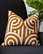 Owen Embroidered Organic Cotton Abstract Throw Pillow