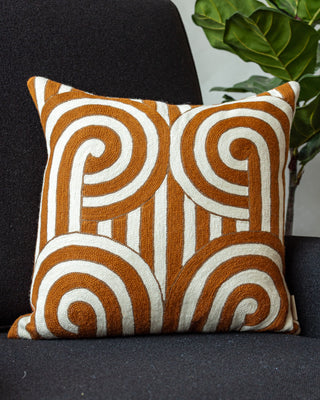Owen Embroidered Organic Cotton Abstract Throw Pillow