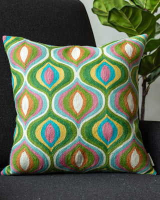 Paige Embroidered Organic Cotton Abstract Throw Pillow