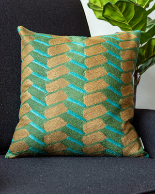 Nathan Embroidered Organic Cotton Abstract Throw Pillow