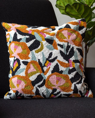 Clara Handmade Organic Cotton Beaded Throw Pillow