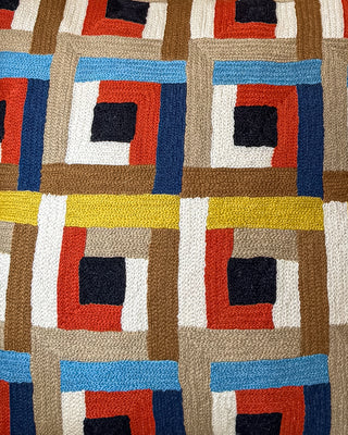 Lena Embroidered Organic Cotton Geometric Throw Pillow