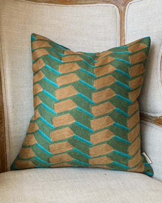 Nathan Embroidered Organic Cotton Abstract Throw Pillow