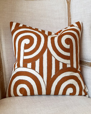 Owen Embroidered Organic Cotton Abstract Throw Pillow