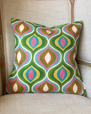 Paige Embroidered Organic Cotton Abstract Throw Pillow