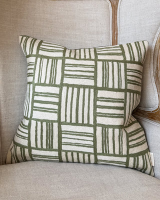 Naoki Embroidered Organic Cotton Geometric Throw Pillow