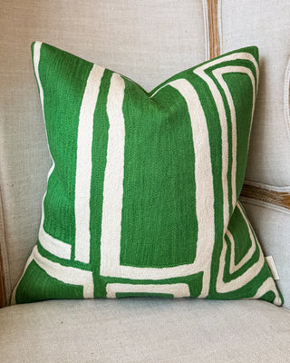 Patrick Embroidered Organic Cotton Abstract Throw Pillow