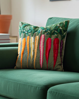 Sprouts Organic Cotton Carrot Abstract Embroidered Throw Pillow