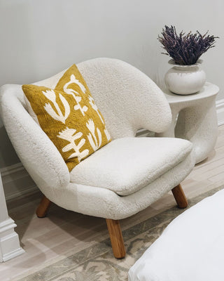 Peggy Embroidered Organic Cotton Floral Throw Pillow