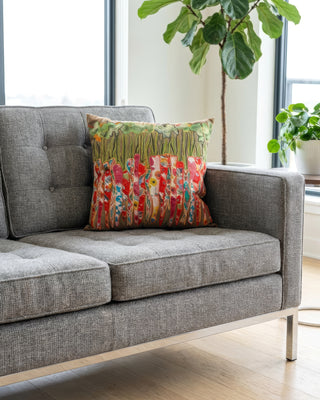 Rowan Organic Cotton Abstract Carrot Embroidered Throw Pillow