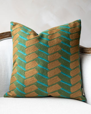 Nathan Embroidered Organic Cotton Abstract Throw Pillow