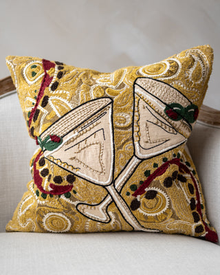 Garnish Organic Cotton Olive Martini Throw Pillow
