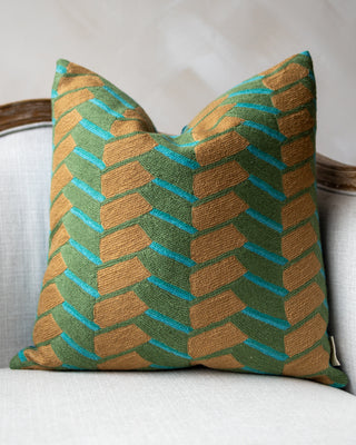 Nathan Embroidered Organic Cotton Abstract Throw Pillow
