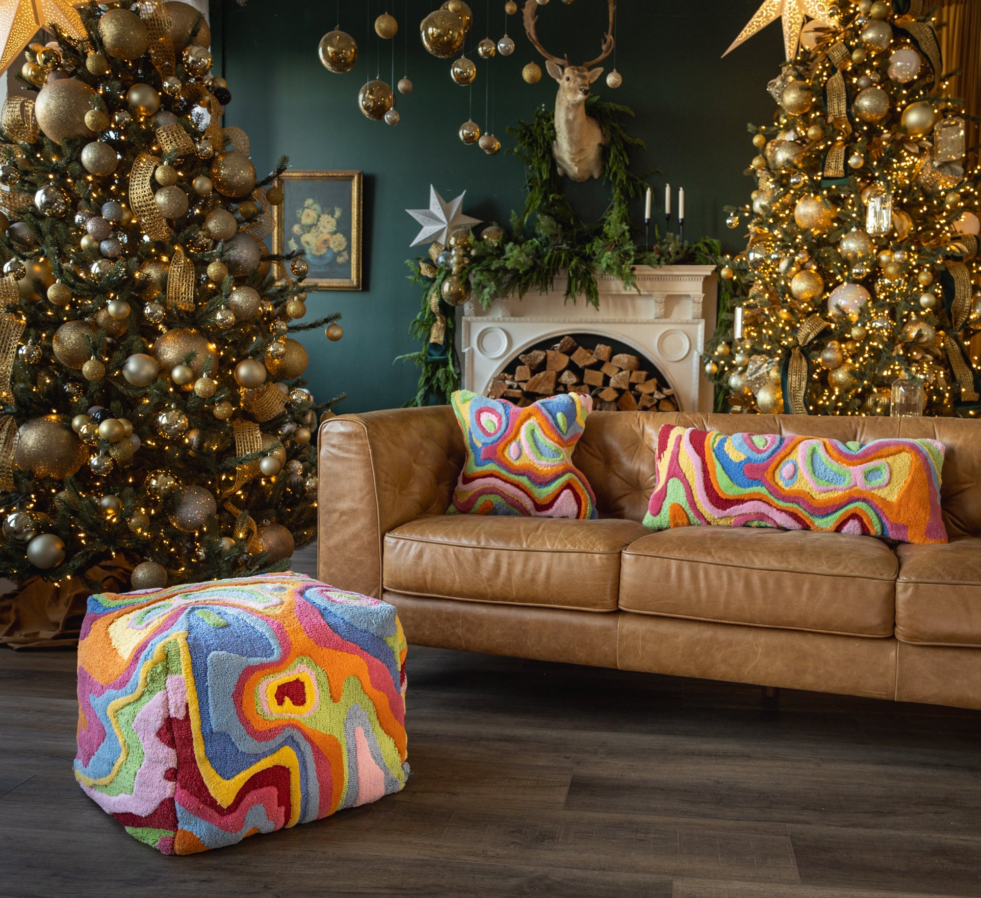 Bellows Organic Cotton Abstract Pouf – YaYa & Co.